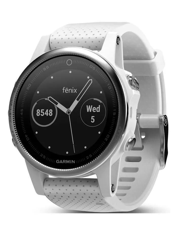 Garmin Fenix 5S Multisport GPS Watch - Carrera White Silicone Band - Smartwatch