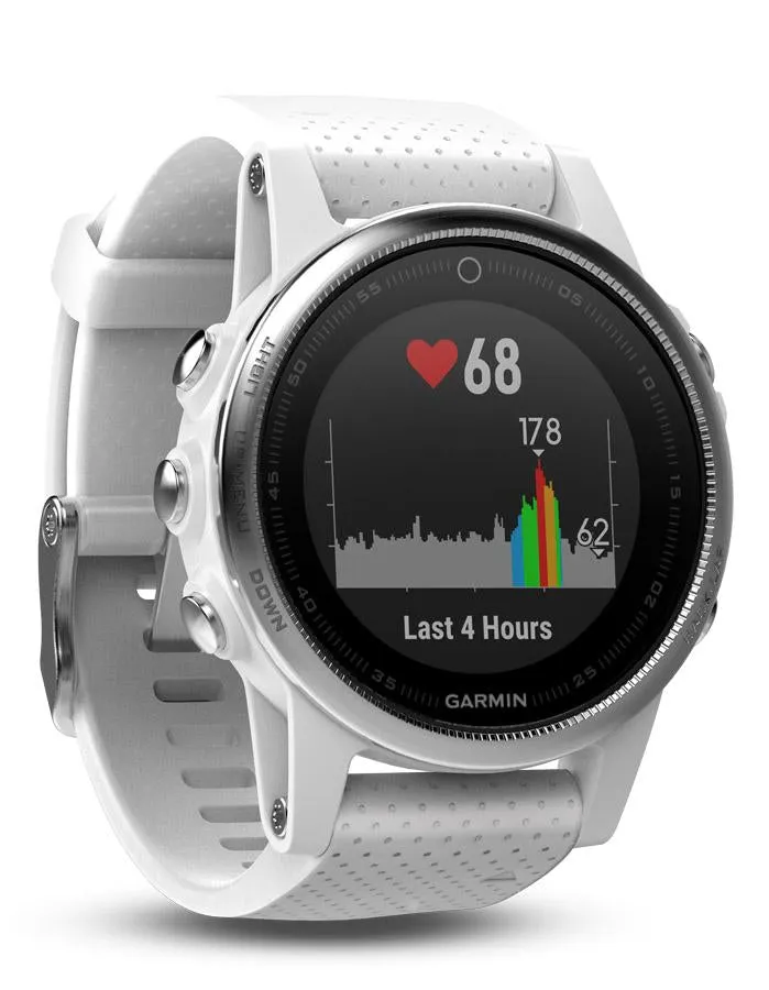 Garmin Fenix 5S Multisport GPS Watch - Carrera White Silicone Band - Smartwatch