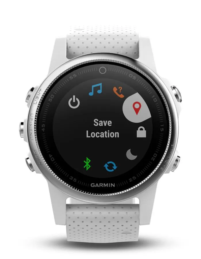 Garmin Fenix 5S Multisport GPS Watch - Carrera White Silicone Band - Smartwatch