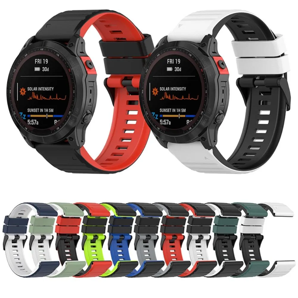 Garmin Fenix 7X dual color silicone watch strap - Black / White