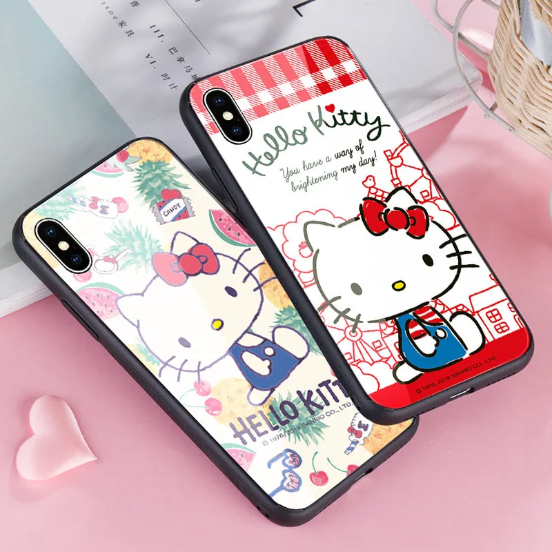 GARMMA Hello Kitty & Little Twin Stars & My Melody Tempered Glass Back Case Cover