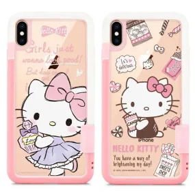 GARMMA Hello Kitty Shockproof Silicone Bumper Tempered Glass Back Case Cover