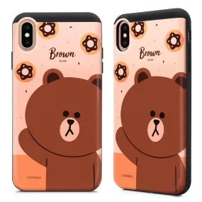 GARMMA Line Friends Card Slot Shock Absorption Dual Layer Slider Cover Case