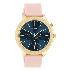 Gold coloured OOZOO smartwatch with pink grey rubber strap - Q00318