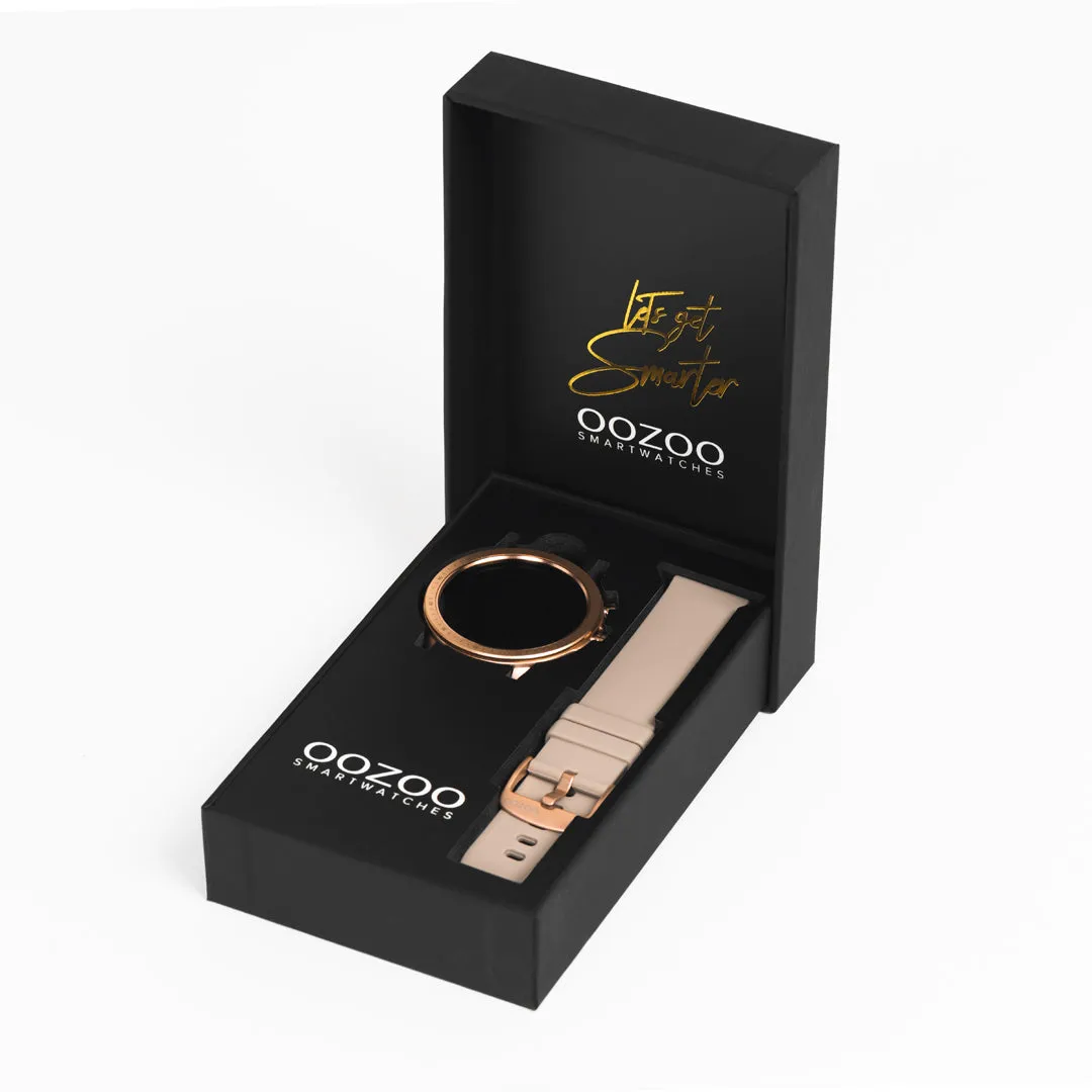 Gold coloured OOZOO smartwatch with pink grey rubber strap - Q00318