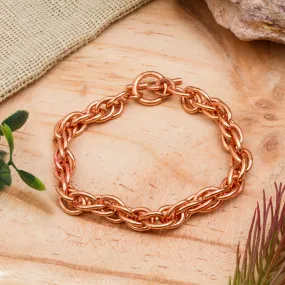 Handcrafted Copper Rope Chain Bracelet from Mexico - Bright Connection | NOVICA