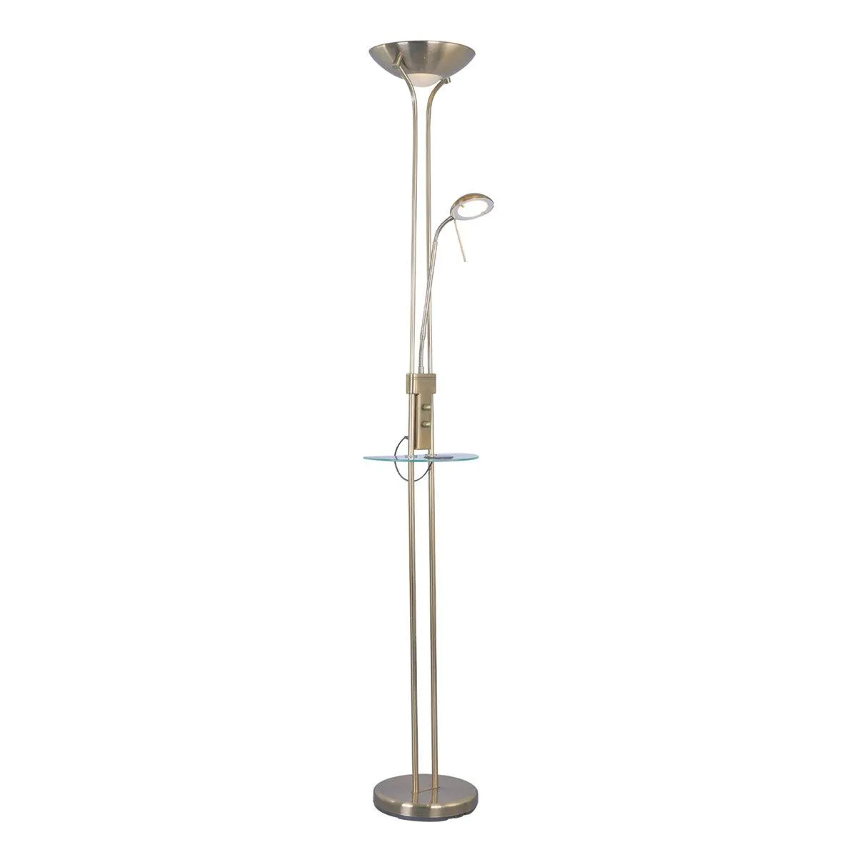 Hazel USB Mother and Child Metal LED Floor Lamp - Brass, Black or Chrome, 1800mm High, PL0206