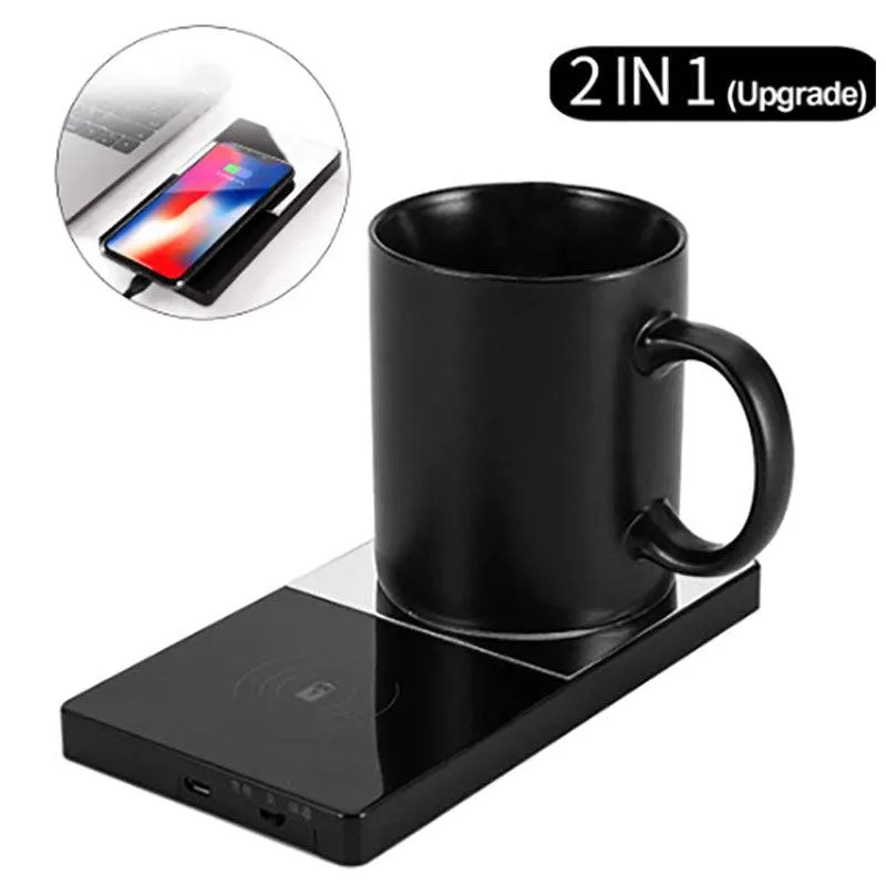 Heating Mug Cup Warmer Electric Wireless Charger For Home Office Coffee Milk