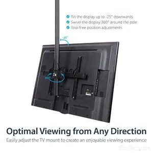 High Ceiling TV Mount - 8.2 to 9.8ft Long Pole - TV Ceiling Mount - Full Motion TV Mount - Heavy Duty Steel - For VESA Mount TVs 32 to 70in (up to 110lb/50 kg) - Ceiling Mount