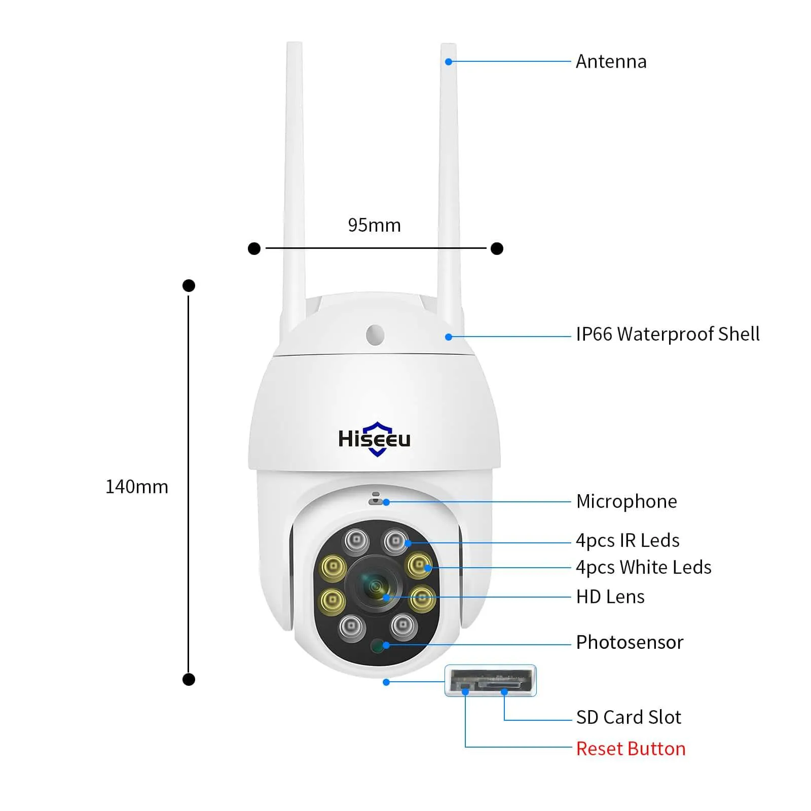 Hiseeu 3MP 5MP PTZ, WiFi Camera, WHD305