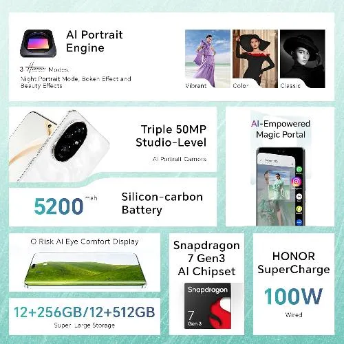 Honor 200 Dual Card Open Market Ver. GB Charger, 12GB & 512GB, Moonlight White