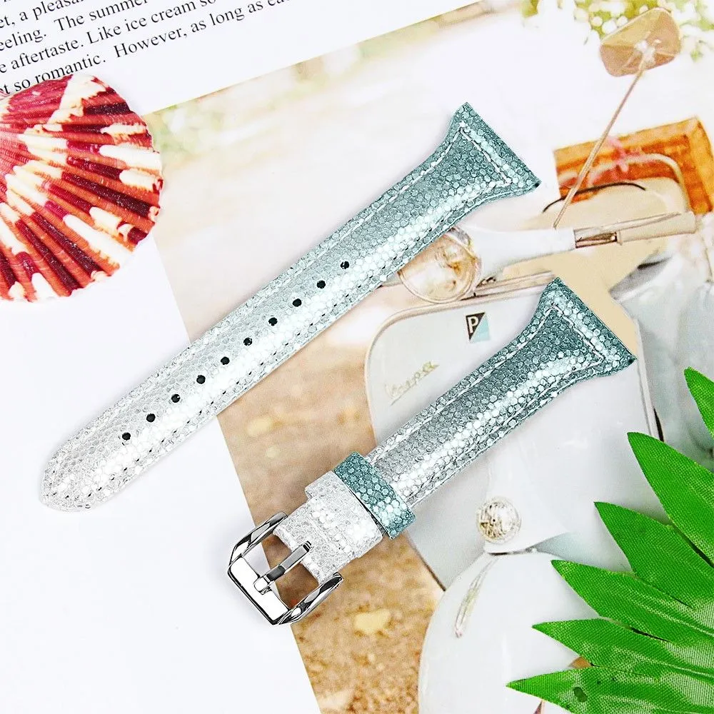 Honor MagicWatch 2 46mm gradient color cowhide leather watch strap - Silver / Green