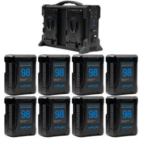 Indipro 8x Micro-Series 98Wh V-Mount Li-Ion Batteries and Quad Pro V-Mount Battery Charger Kit