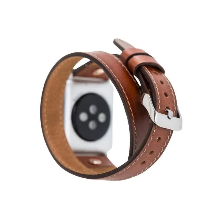 Joshua Double Tour Slim With Rose Gold Bead Apple Watch Leather Straps (Set of 3)