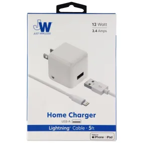 Just Wireless 2.4A Wall Charger and (5-Foot) MFi Cable for iPhone/iPad - White