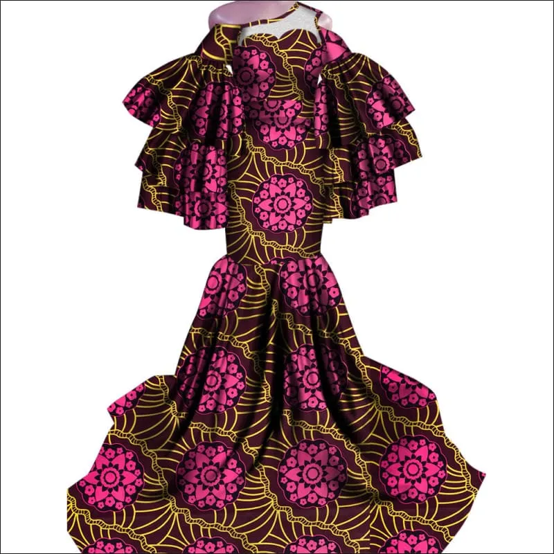 Ladies African Print Traditional Fishtail Dress for a Stunning Look