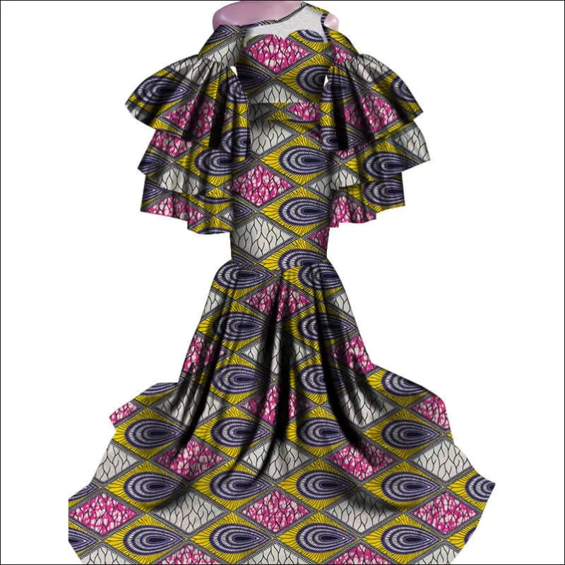 Ladies African Print Traditional Fishtail Dress for a Stunning Look