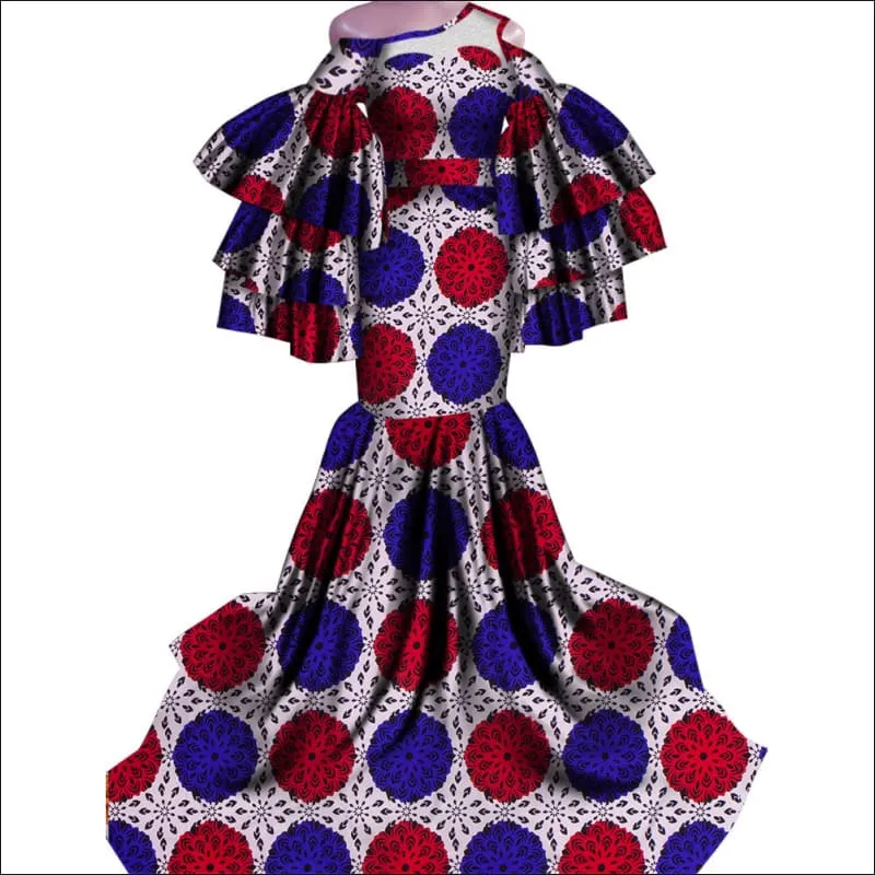 Ladies African Print Traditional Fishtail Dress for a Stunning Look