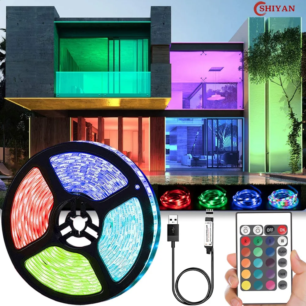 LED Light Strip luces USB Infrared Remote Control 5V RGB 2835 Flexible Lamp Tape Ribbon Diode For Festival Party TV Desk Bedroom