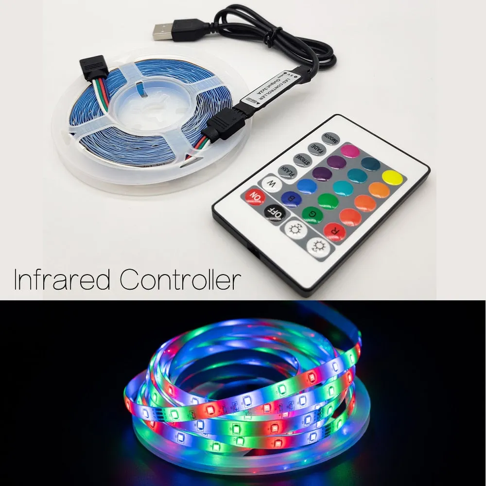 LED Light Strip luces USB Infrared Remote Control 5V RGB 2835 Flexible Lamp Tape Ribbon Diode For Festival Party TV Desk Bedroom