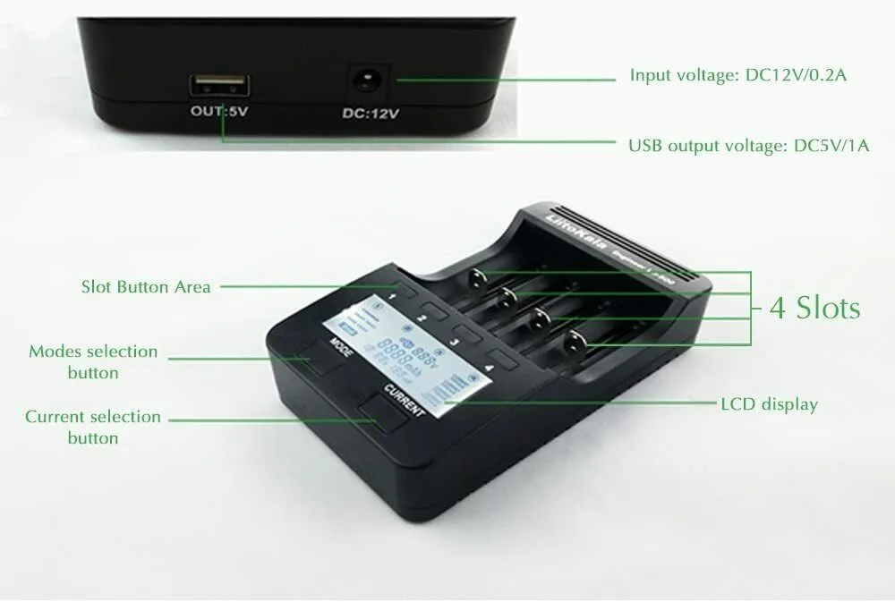 LiitoKala Lii-500 4 Slots Smart Intelligent Battery Charger for 3.7V Li-ion USA