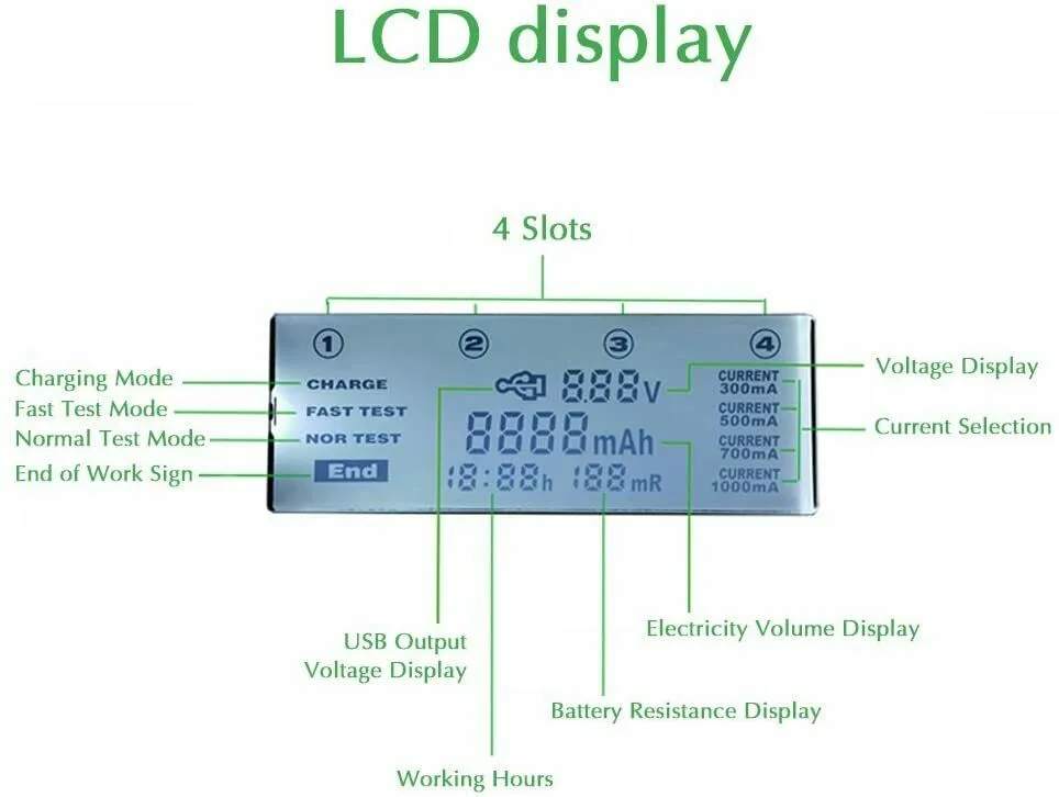 LiitoKala Lii-500 4 Slots Smart Intelligent Battery Charger for 3.7V Li-ion USA