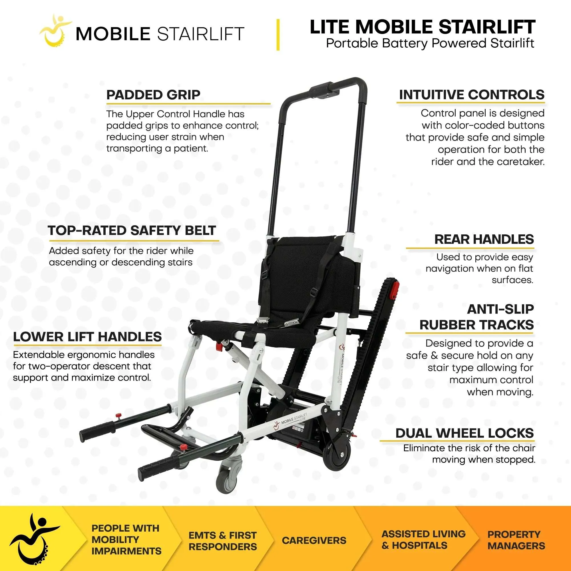 LITE Mobile Stairlift Battery Powered & Portable Stair Wheelchair