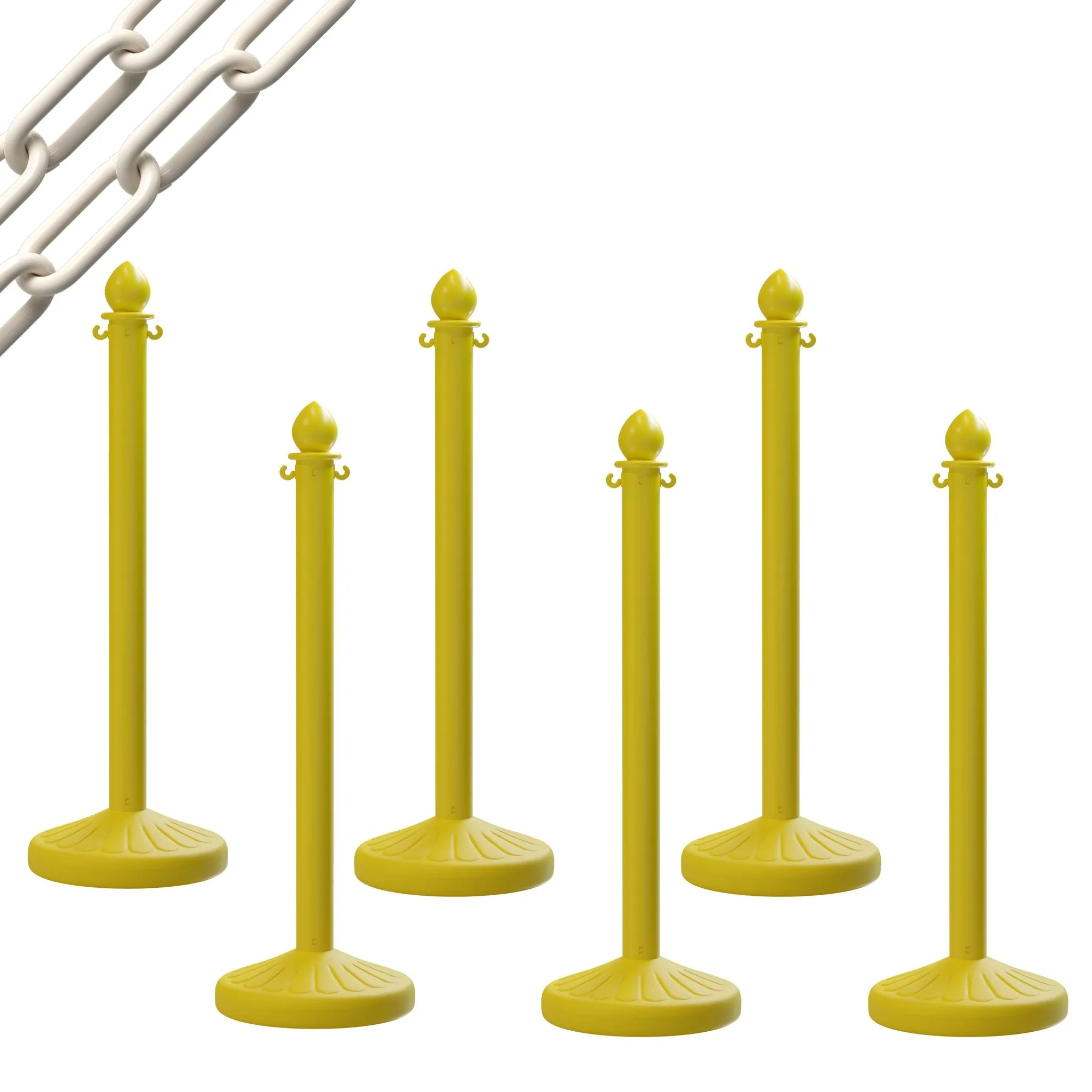 Medium Duty Plastic Stanchion Posts and Chain Kit with (6) Posts and 50 Ft. of Chain - Montour Line