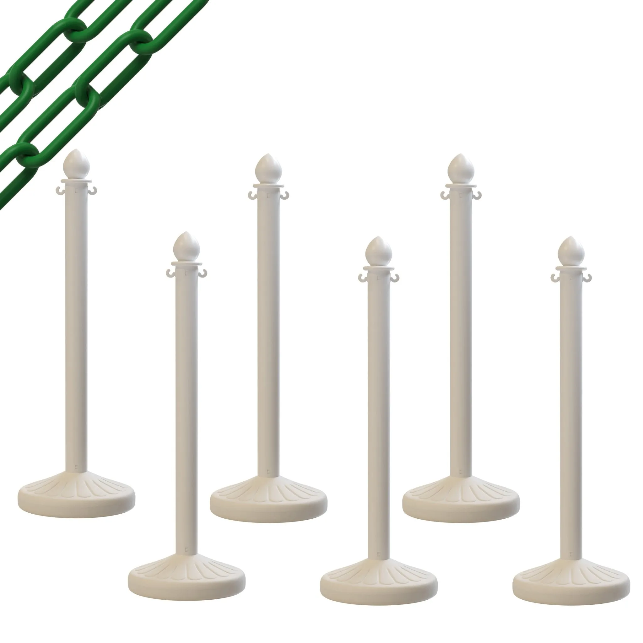 Medium Duty Plastic Stanchion Posts and Chain Kit with (6) Posts and 50 Ft. of Chain - Montour Line