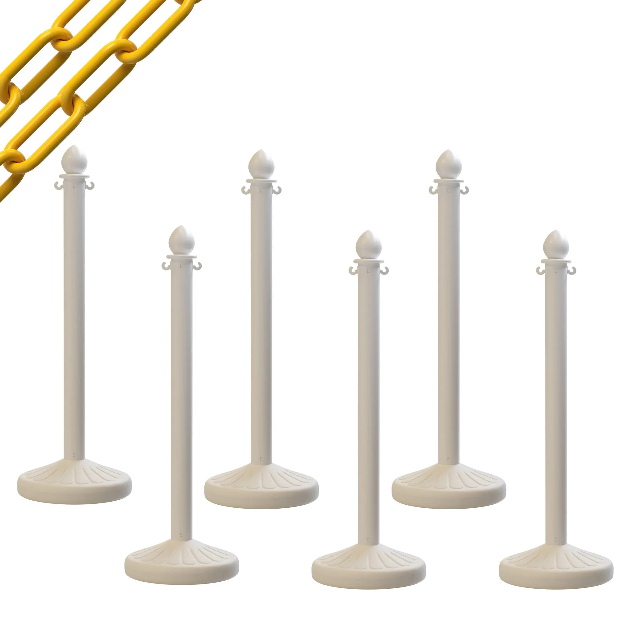 Medium Duty Plastic Stanchion Posts and Chain Kit with (6) Posts and 50 Ft. of Chain - Montour Line