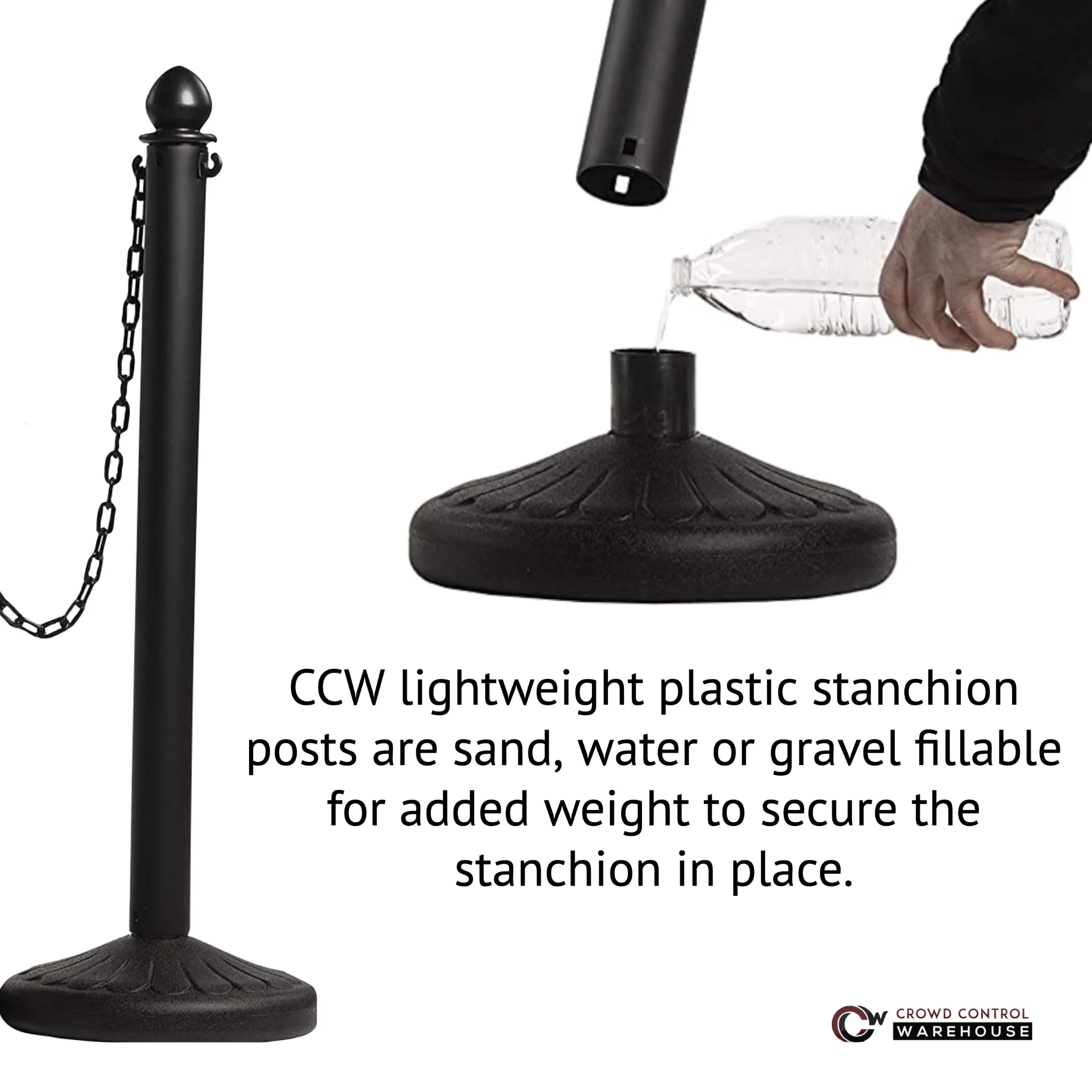 Medium Duty Plastic Stanchion Posts and Chain Kit with (6) Posts and 50 Ft. of Chain - Montour Line