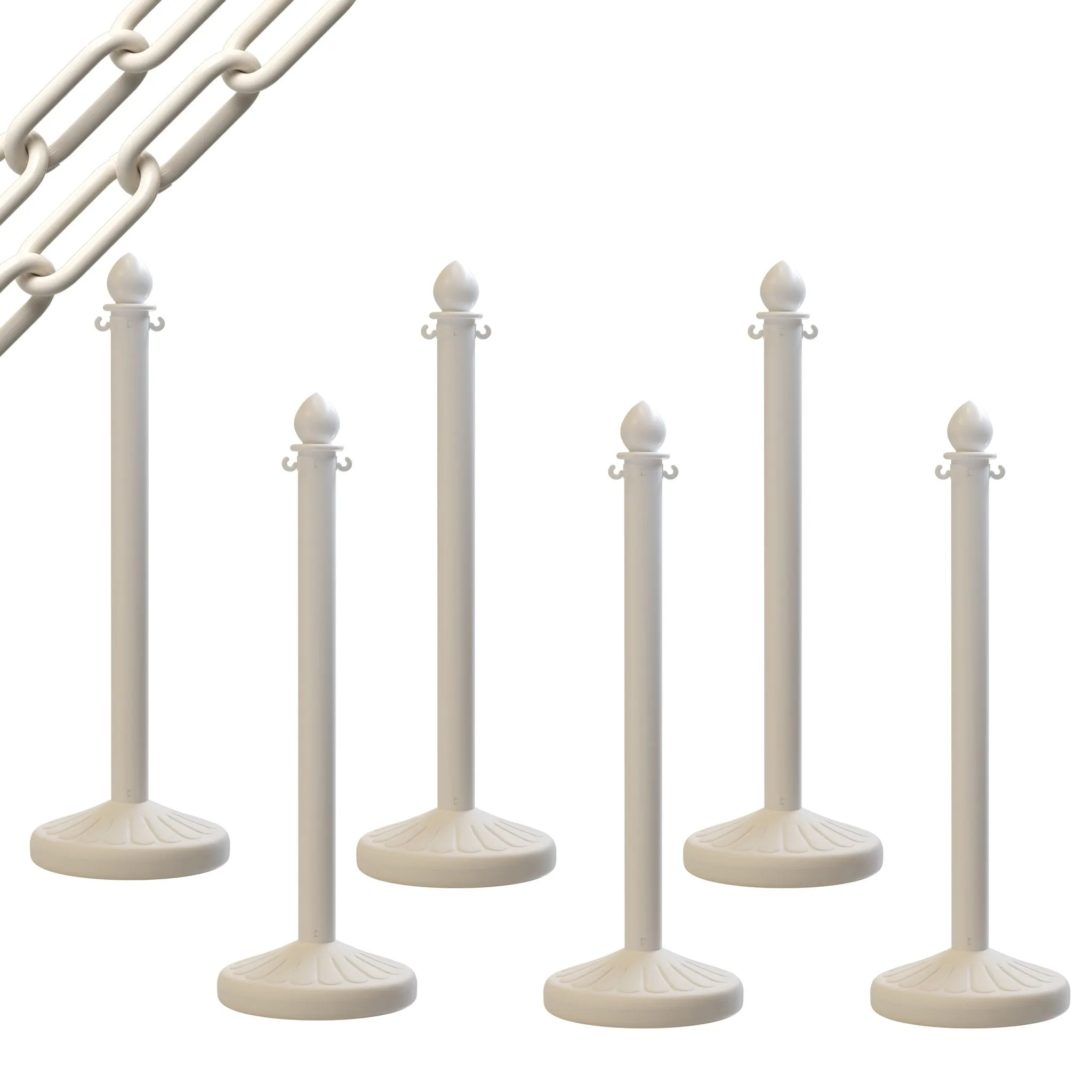 Medium Duty Plastic Stanchion Posts and Chain Kit with (6) Posts and 50 Ft. of Chain - Montour Line