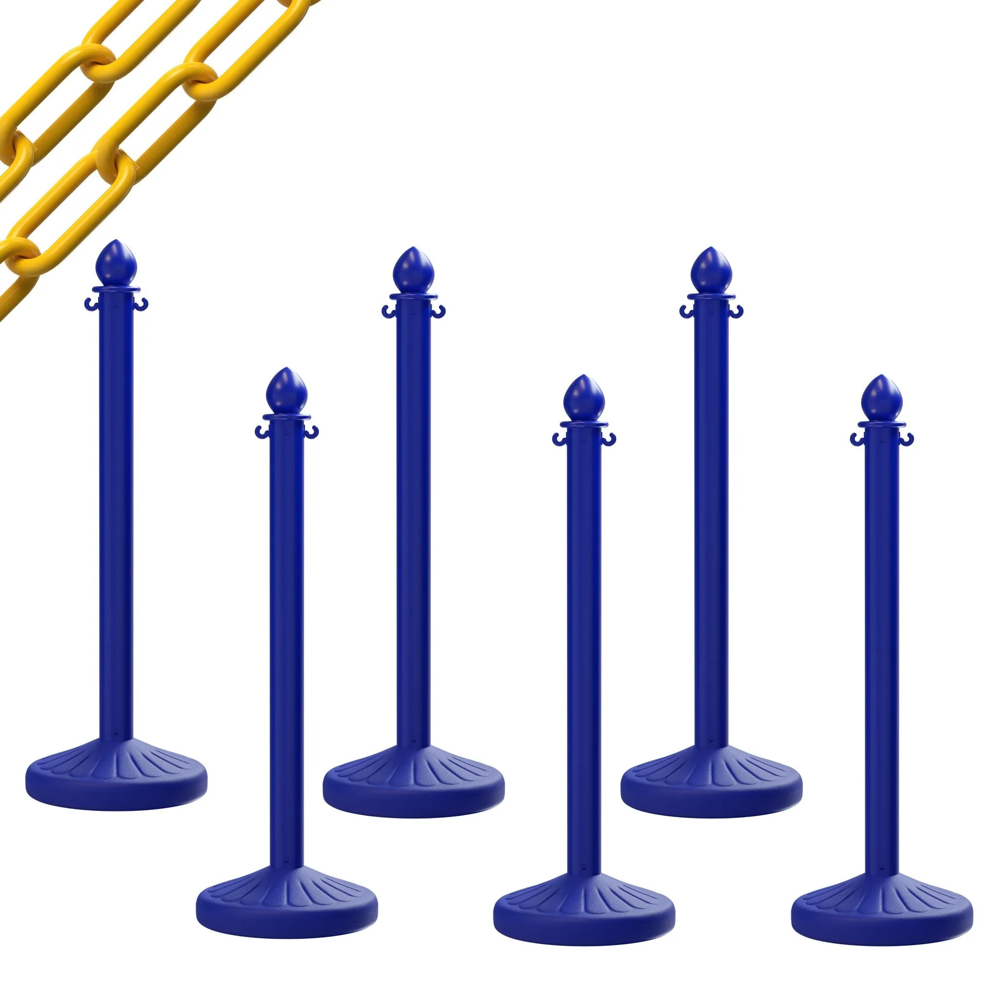 Medium Duty Plastic Stanchion Posts and Chain Kit with (6) Posts and 50 Ft. of Chain - Montour Line