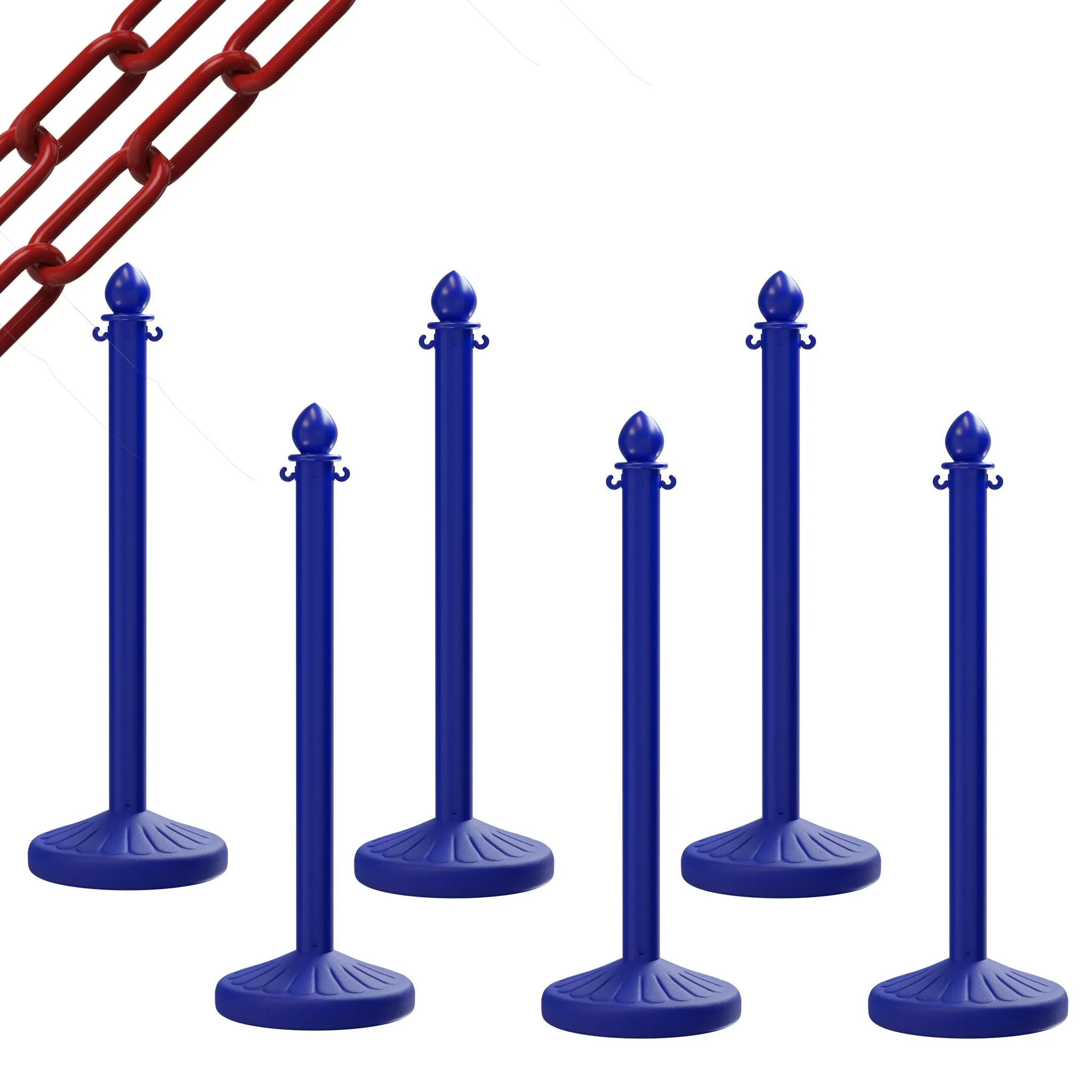 Medium Duty Plastic Stanchion Posts and Chain Kit with (6) Posts and 50 Ft. of Chain - Montour Line