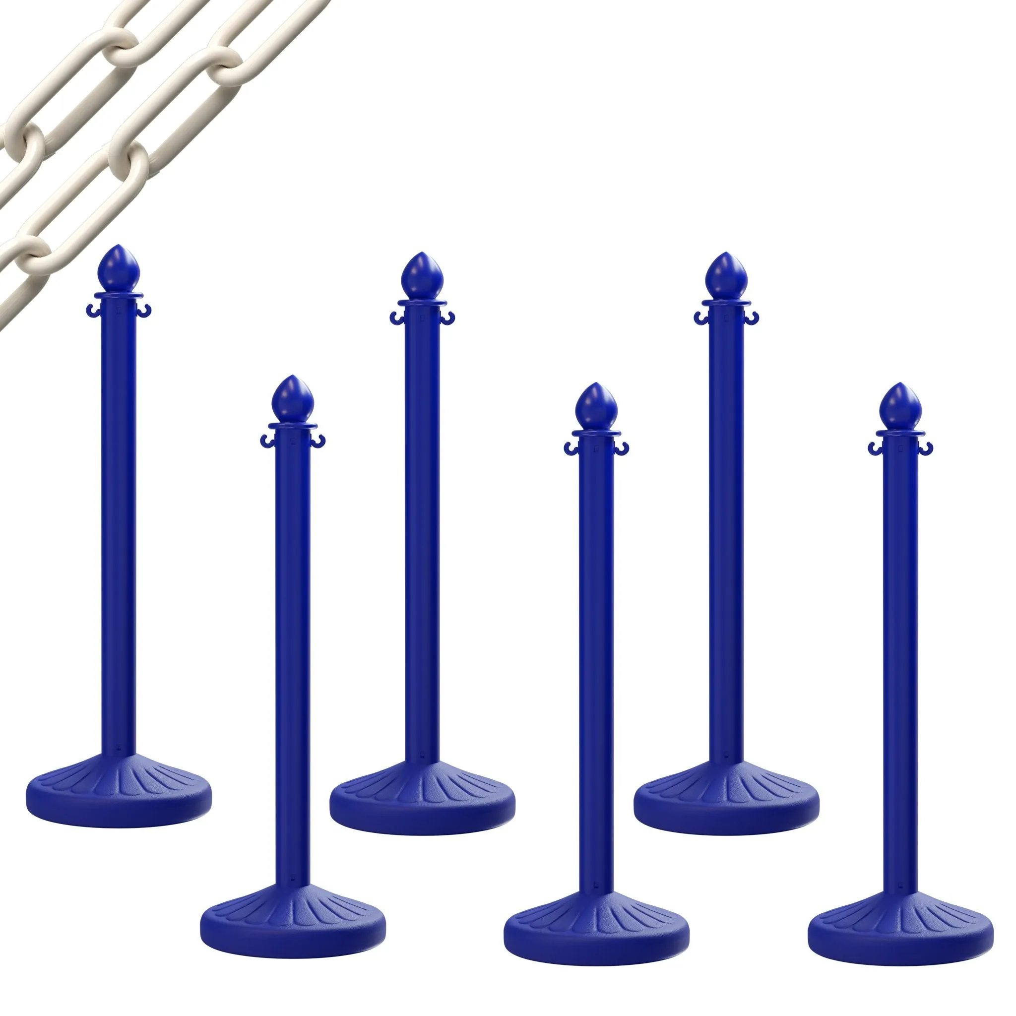 Medium Duty Plastic Stanchion Posts and Chain Kit with (6) Posts and 50 Ft. of Chain - Montour Line