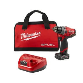 Milwaukee M12 FUEL 12-Volt Lithium-Ion Brushless Cordless Hammer Drill Driver Kit w/ 2 Batteries and Bag