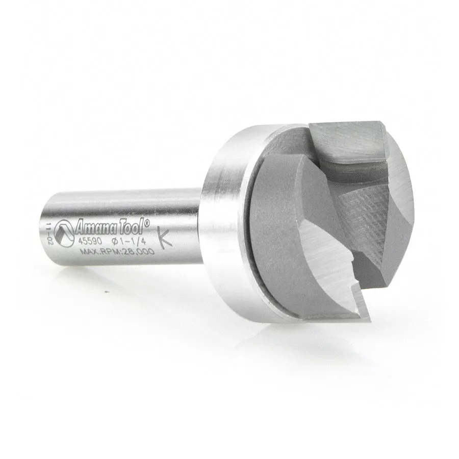 Mortising Straight Plunge Router Bit | 2 Flute | 1 1⁄4 Dia x 1⁄2 x 1⁄2"Shank with Upper BB | 45590 | 738685455906