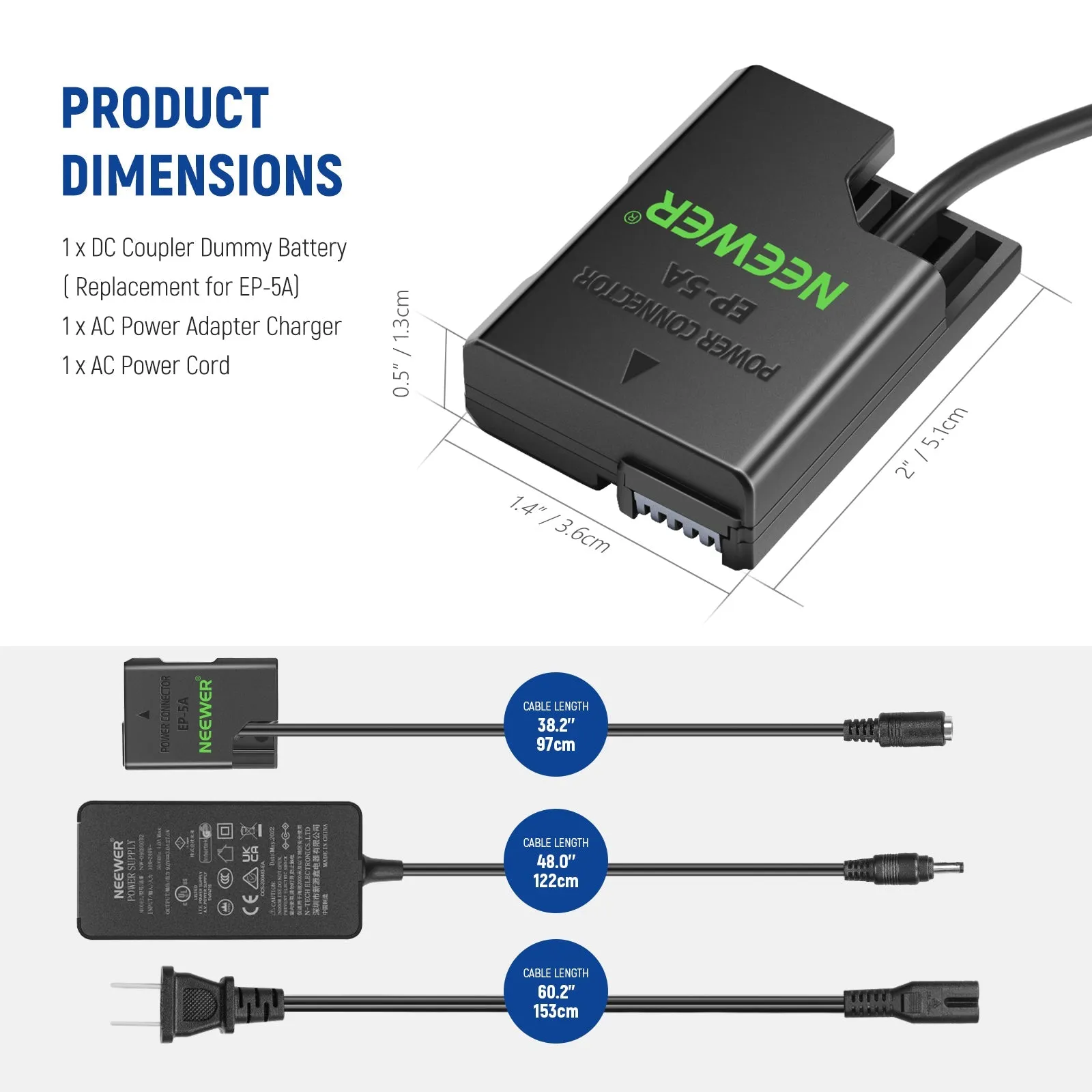 NEEWER NT-EL14 Nikon Dummy Battery AC Power Adapter