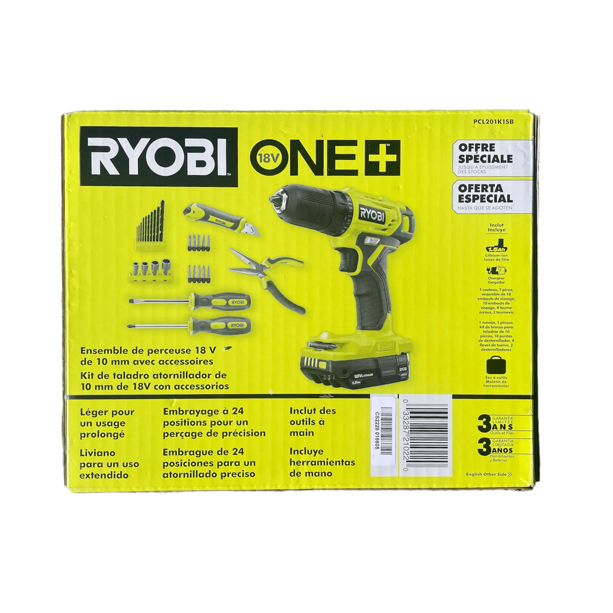 ONE  18-Volt Cordless 3/8 in. Drill/Driver Kit with 1.5 Ah Battery, Charger, Hand Tools, Accessories, and Tool Bag