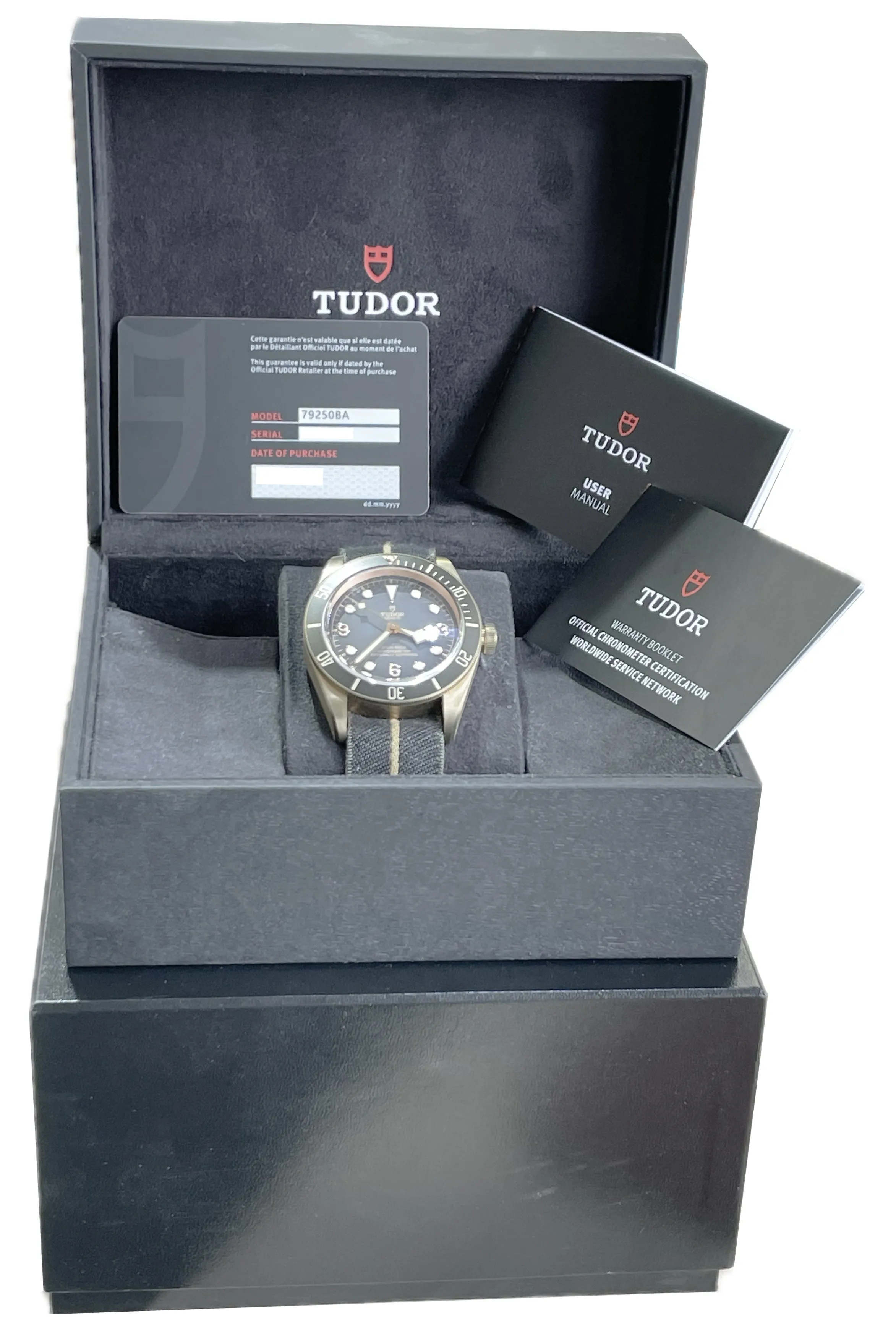 PAPERS Tudor Black Bay Heritage Bronze Fabric Slate Dive 79250 BA 43mm Watch B P