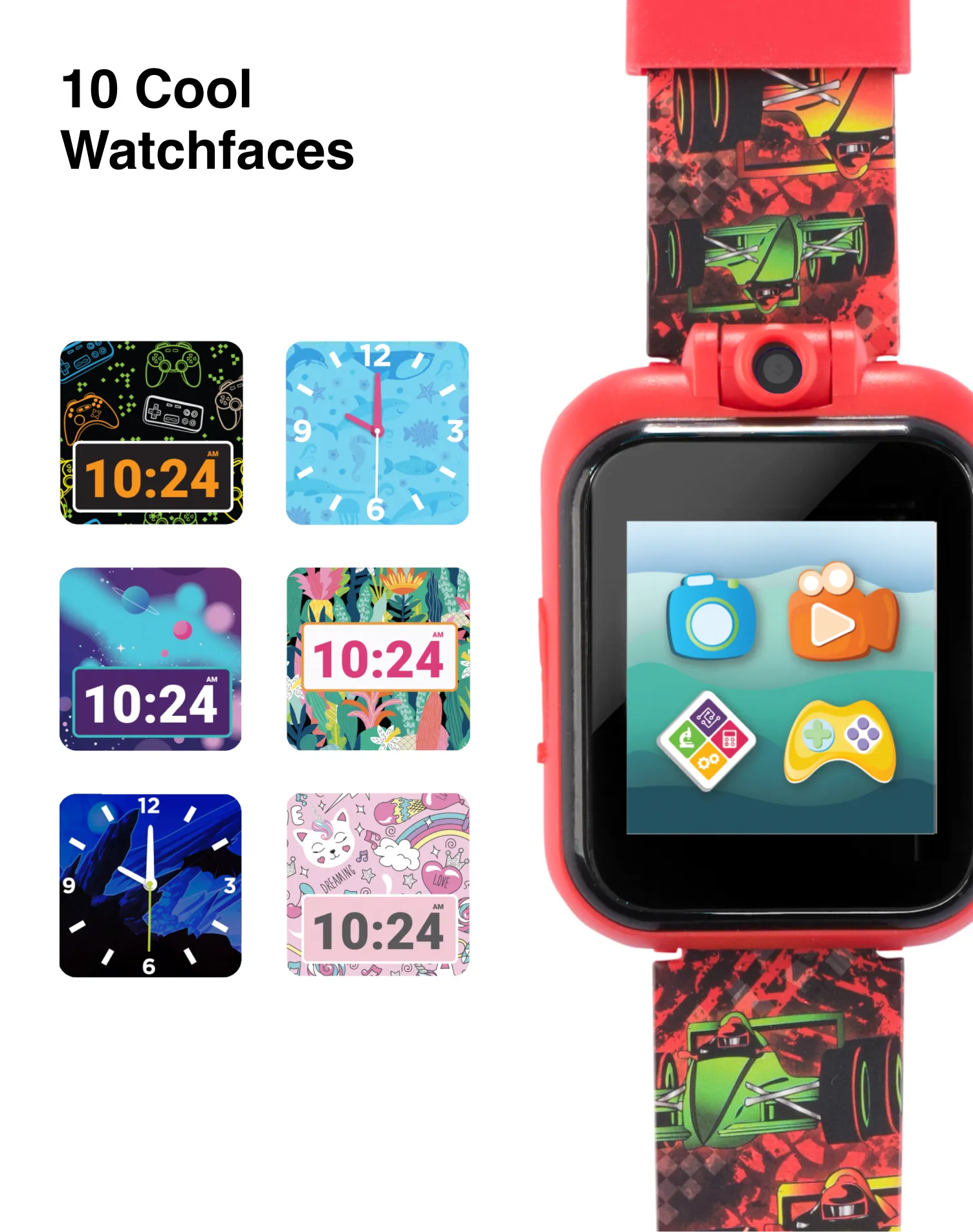 PlayZoom 2 Kids Smartwatch: Racing Cars Print in Black