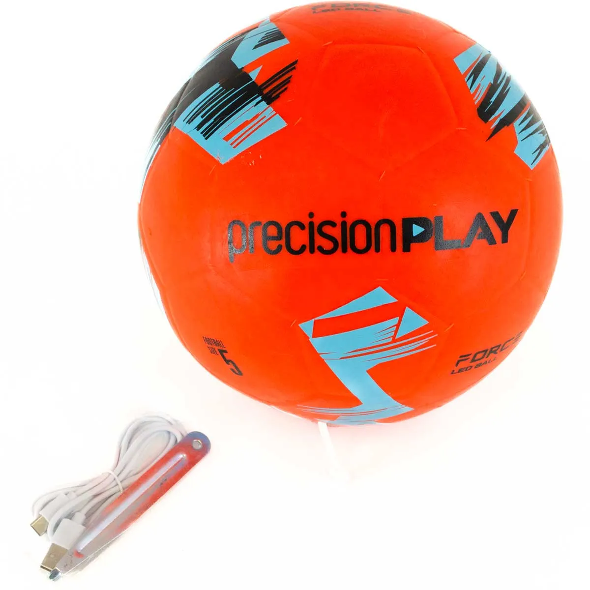 PrecisionPlay Force LED Light Up Football - Size 5 - Fluo Orange/Fluo Blue/Black