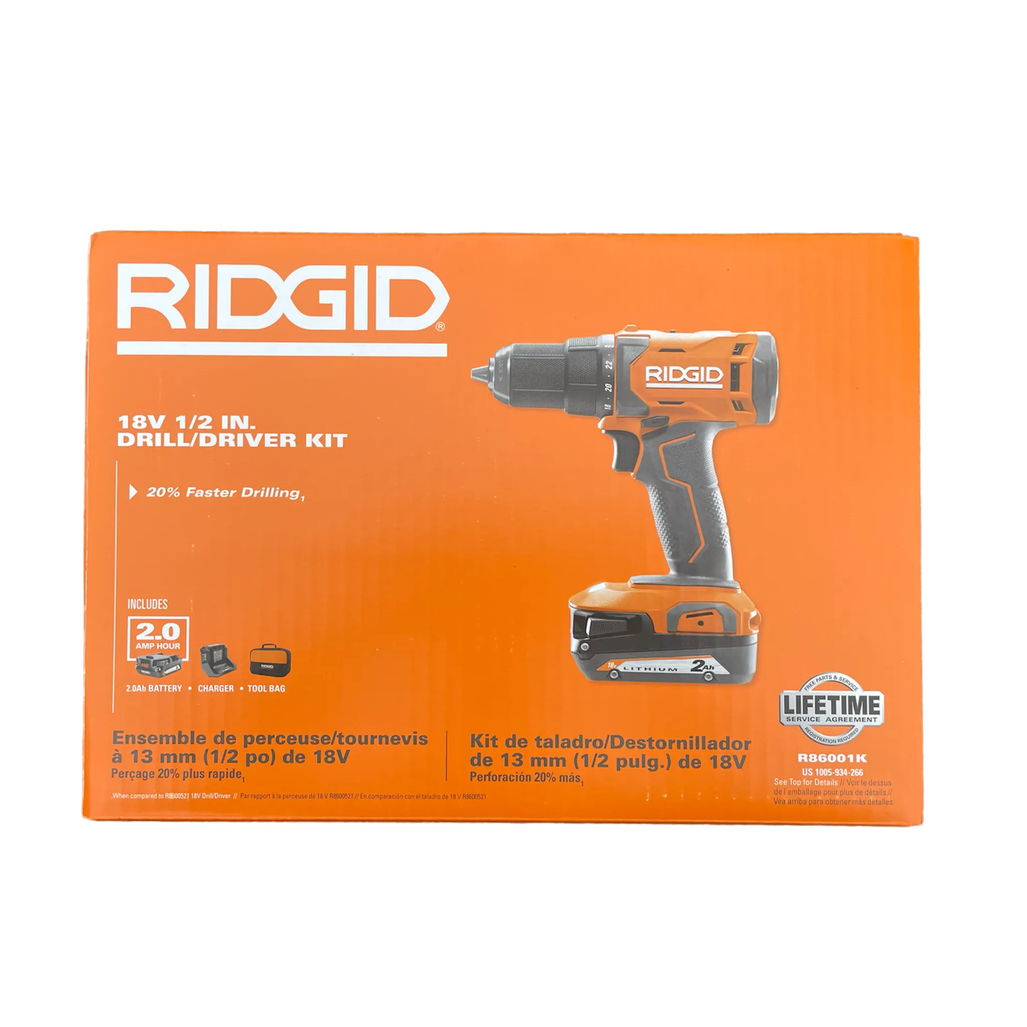 RIDGID 18-Volt Cordless 1/2 in. Drill/Driver Kit with (1) 2.0 Ah Battery and Charger