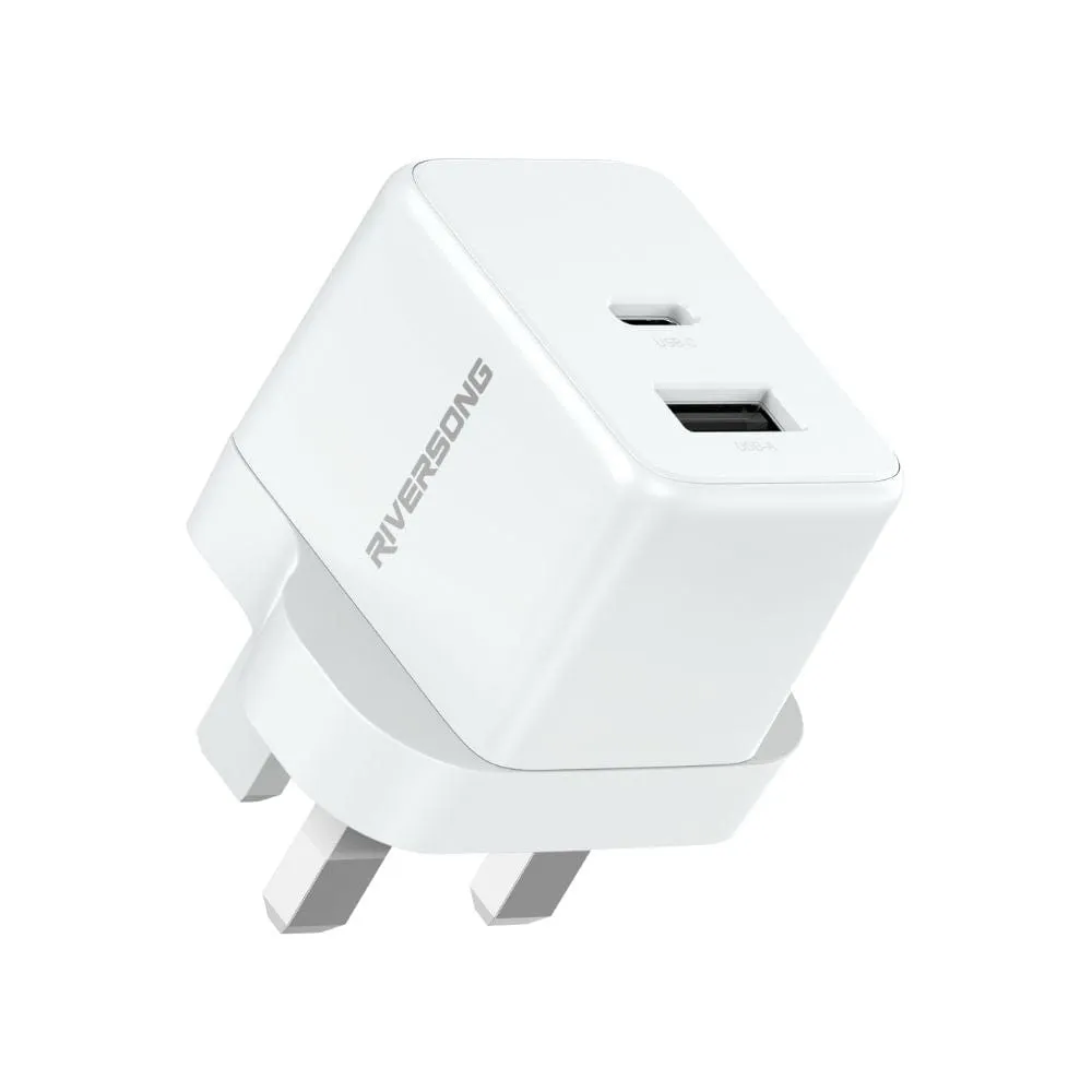 RIVERSONG 20W Dual Port Fast Wall Charger (GaN Tech) - AD117