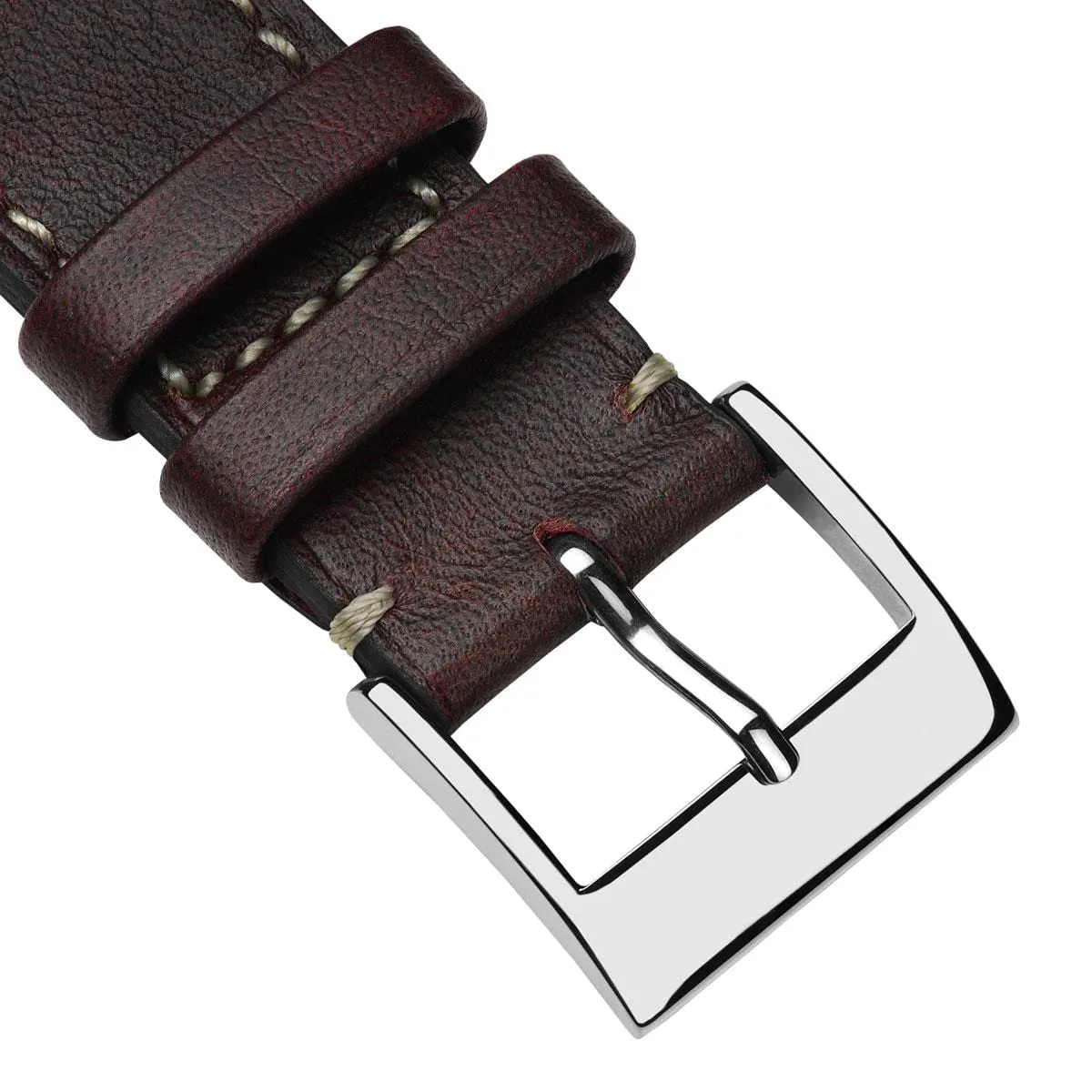 Rochefort Flat Patina Calf Leather Watch Strap - Plum