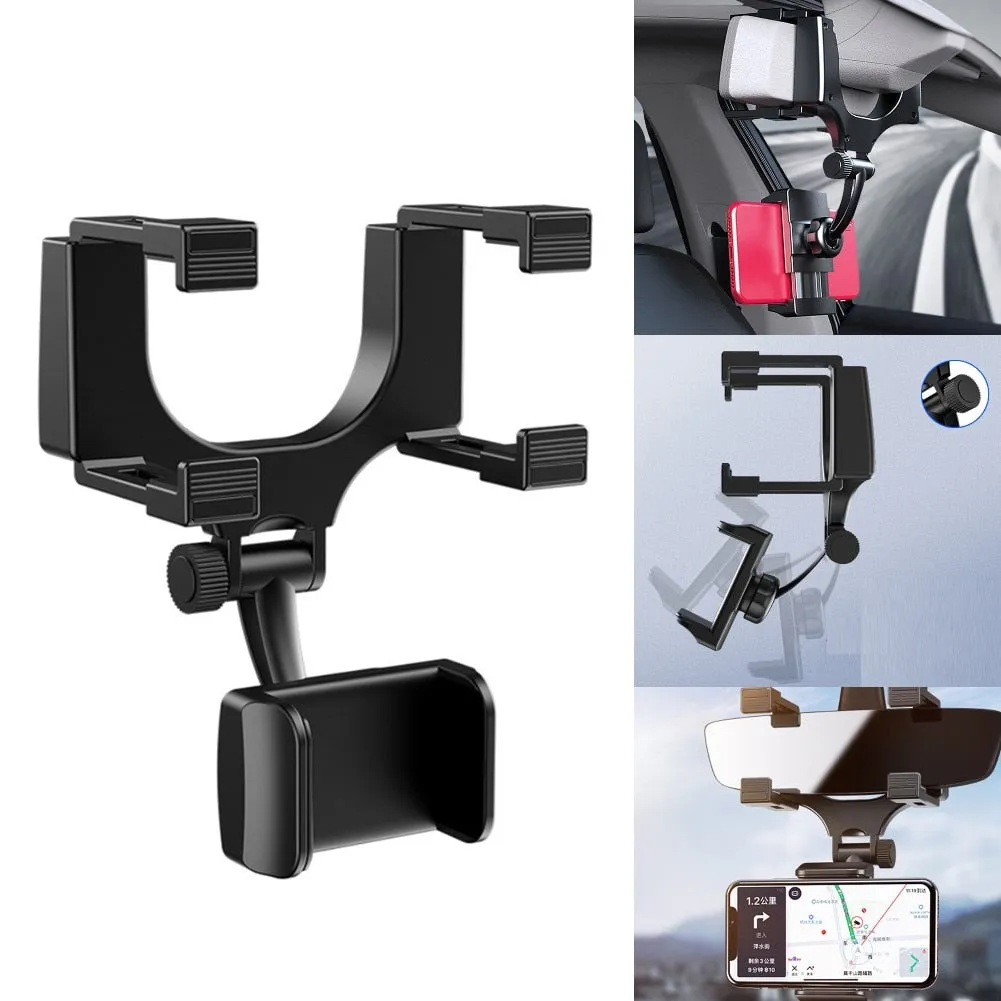 Rotatable Adjustable Telescopic Rearview Mirror Phone & GPS Mount