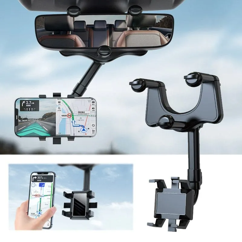 Rotatable Adjustable Telescopic Rearview Mirror Phone & GPS Mount