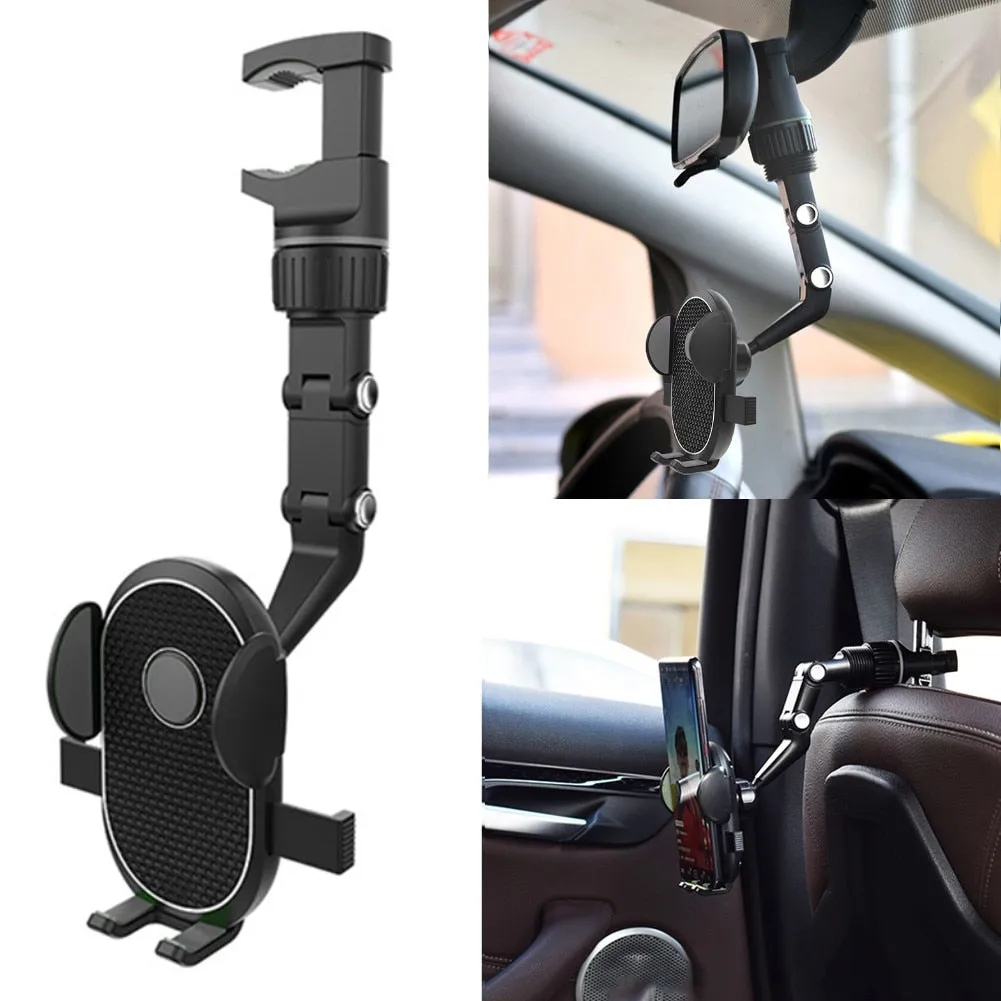 Rotatable Adjustable Telescopic Rearview Mirror Phone & GPS Mount