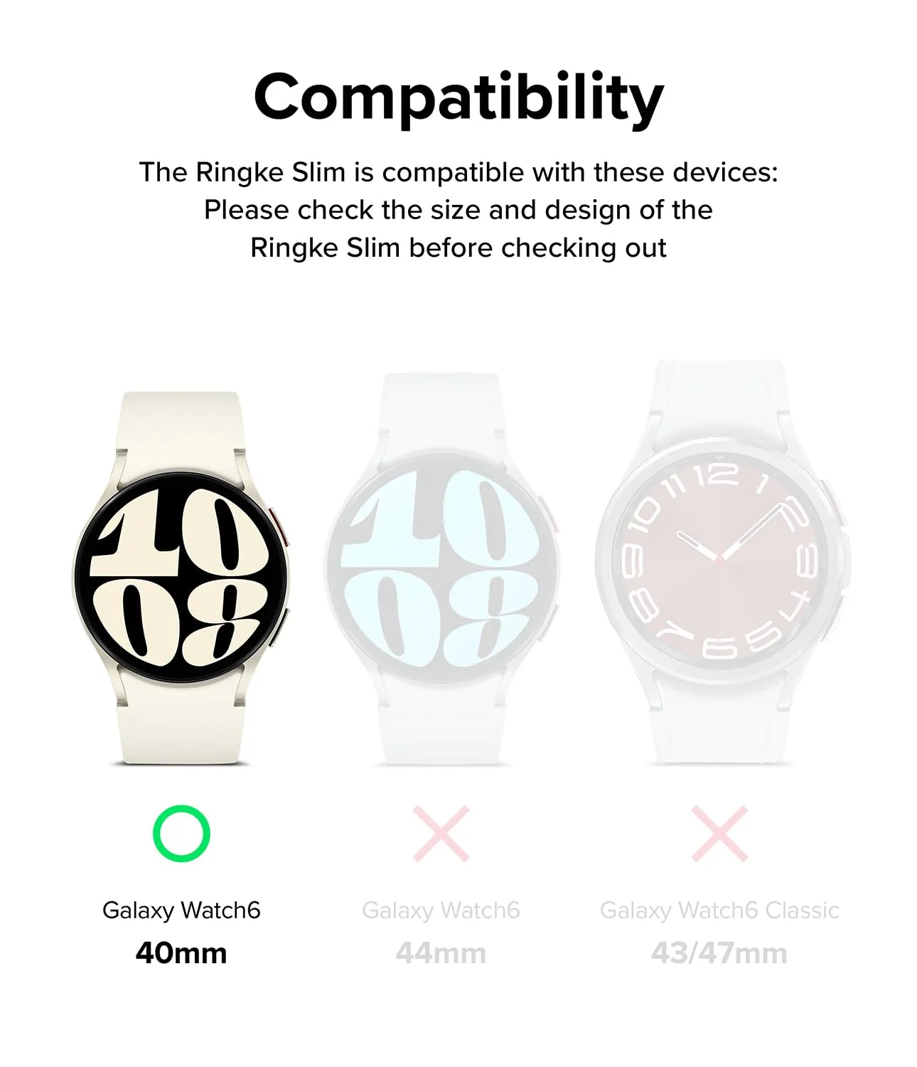 Samsung Galaxy Watch 6 40mm Case| Slim Series | Clear   Chrome