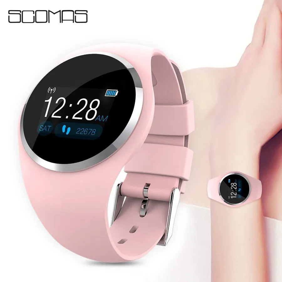 SCOMAS Bluetooth Lady Smart Watch Fashion Women Heart Rate Monitor Fitness Tracker Smartwatch APP Support For Android IOS